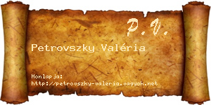 Petrovszky Valéria névjegykártya